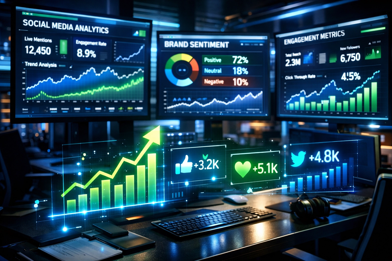 Digital marketing command center displaying real-time Super Bowl campaign analytics and brand performance metrics