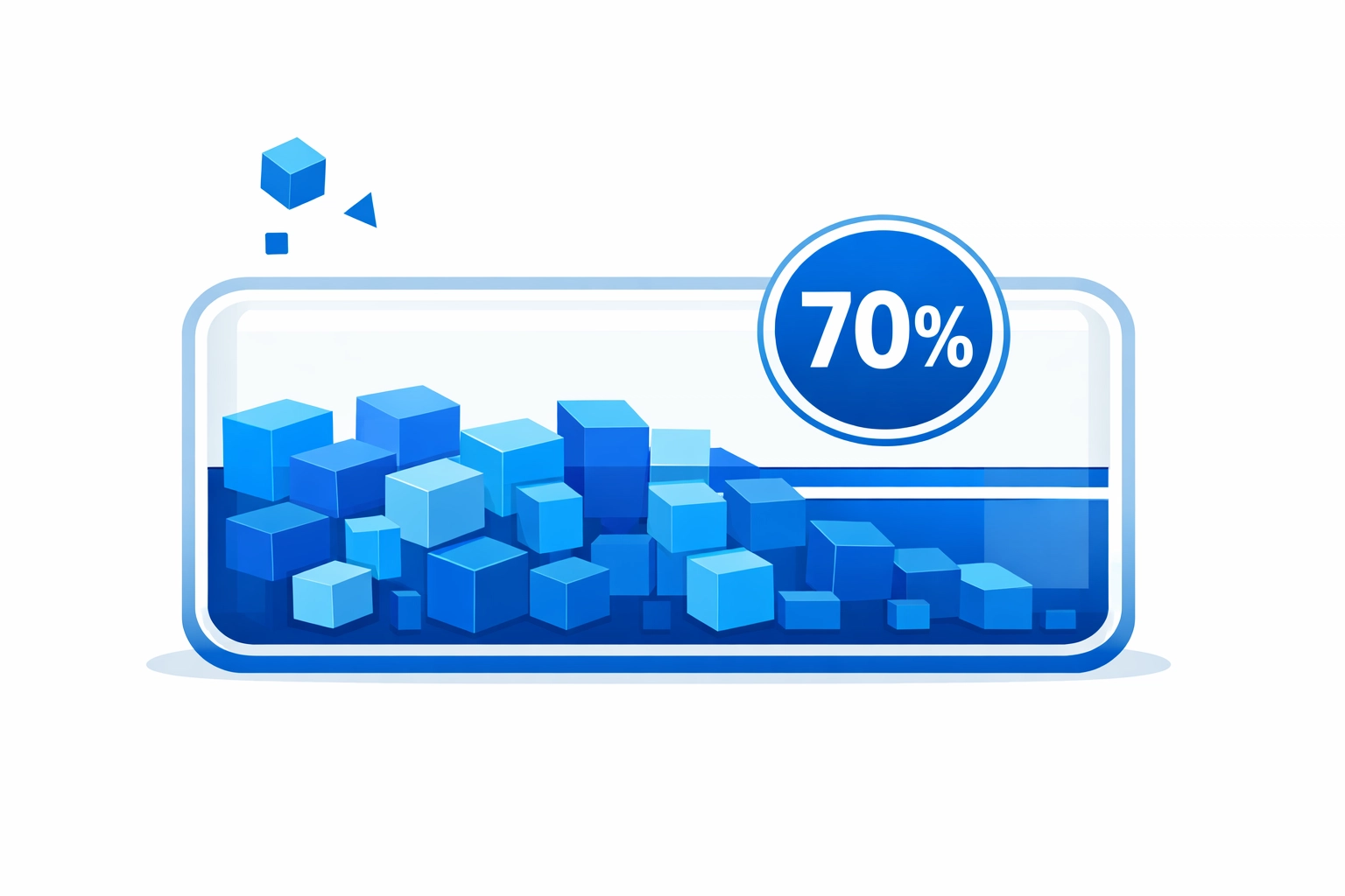 Storage capacity meter at 70% showing need to monitor backup storage space