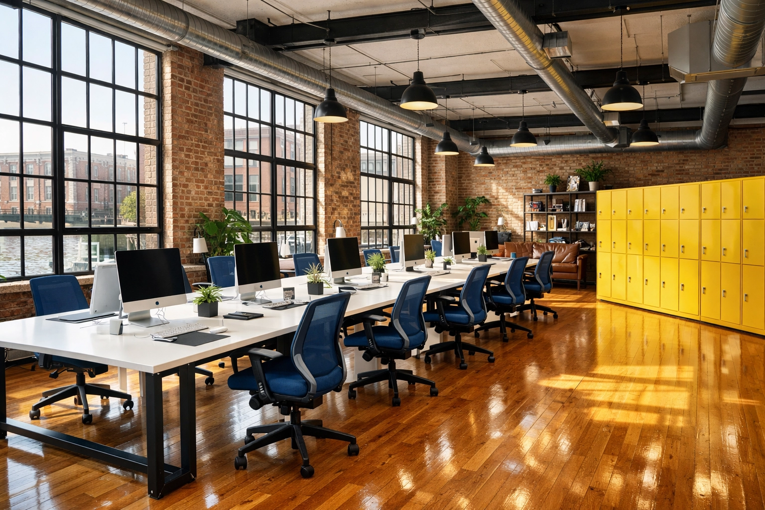 Clean and productive open-concept office space in Worcester after expert office cleaning Worcester.