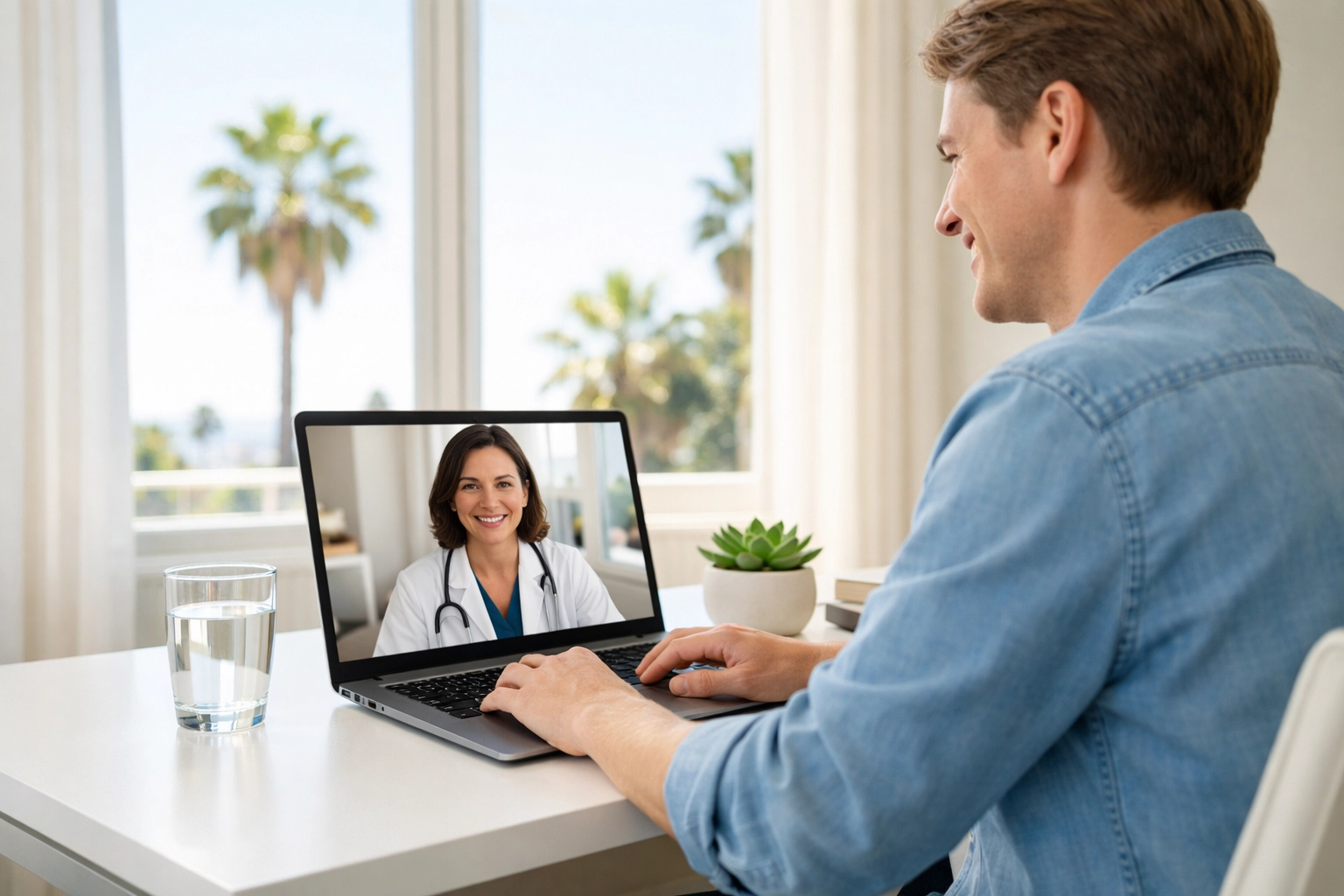 California resident using telemedicine for an online consultation with a licensed weight loss doctor.