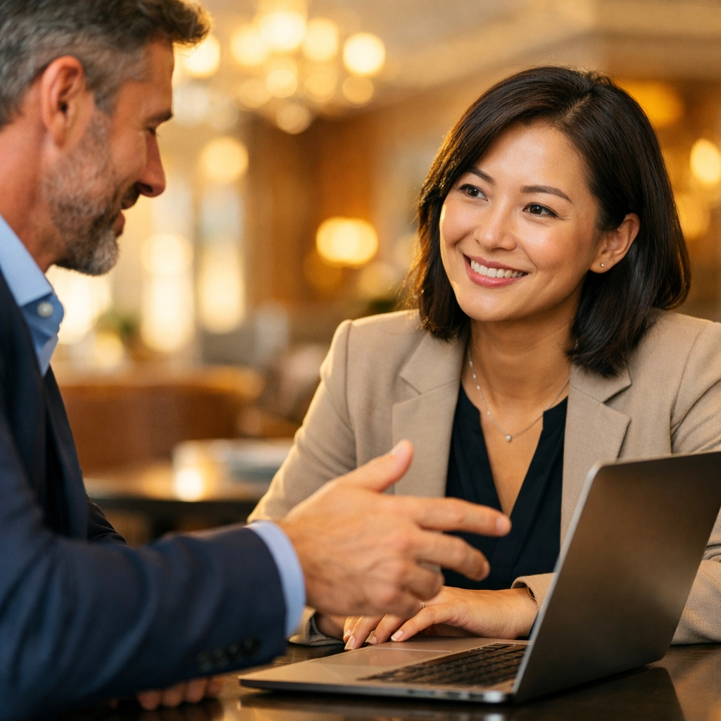 Professionals collaborating on automated follow up and lead scoring for better client relationships.