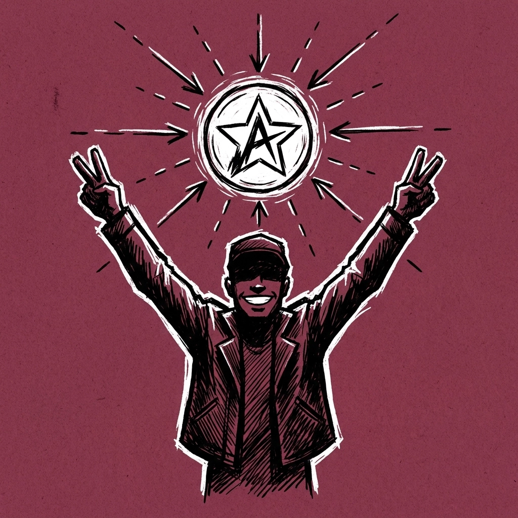 Confident creator holding badge, symbolizing verified status and trust at IncluHub for real creators and brands.