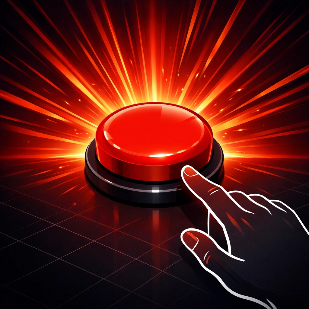 A vibrant red call to action button illustrating high-converting website lead flow for tradespeople.