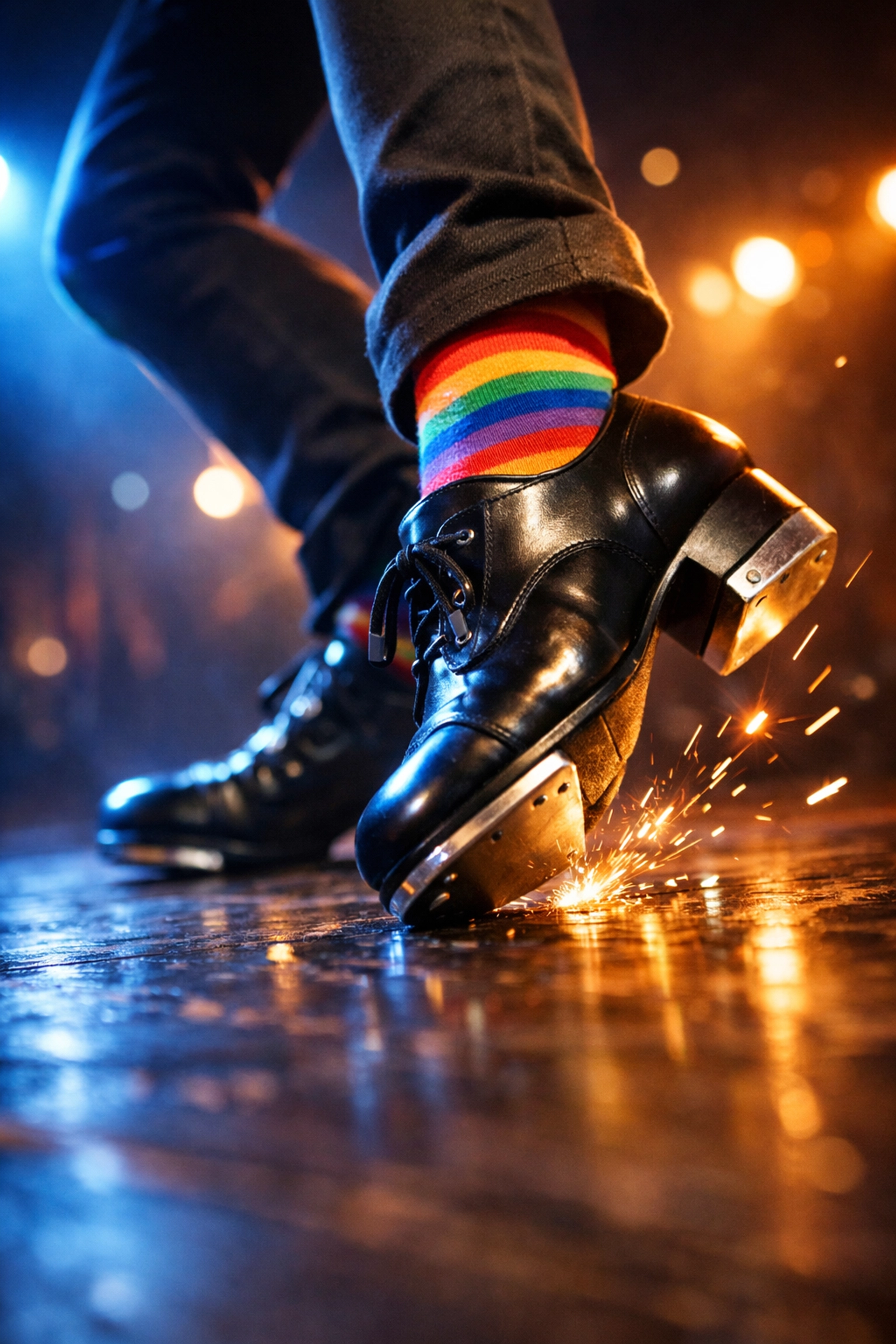 Tap shoes performing on stage - dance romance theme