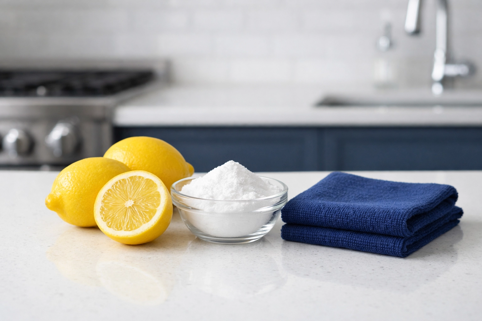 Eco-friendly cleaning supplies like lemons and baking soda for a safe, natural home in Lunenburg.