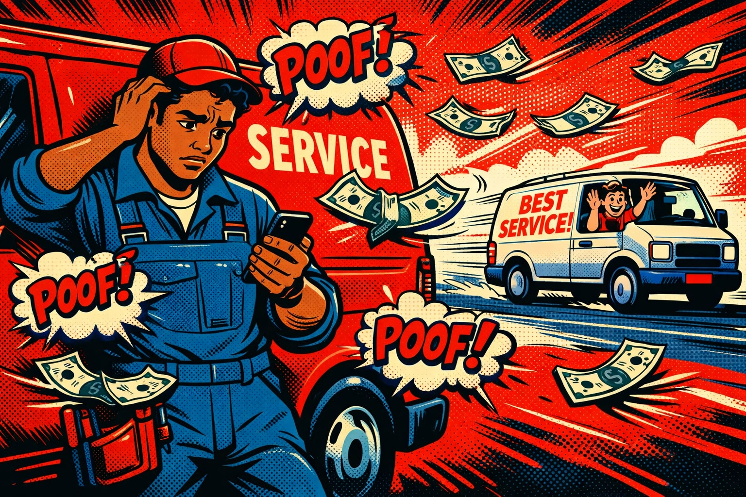 Local service business owner losing money from missed calls as competitor wins customer