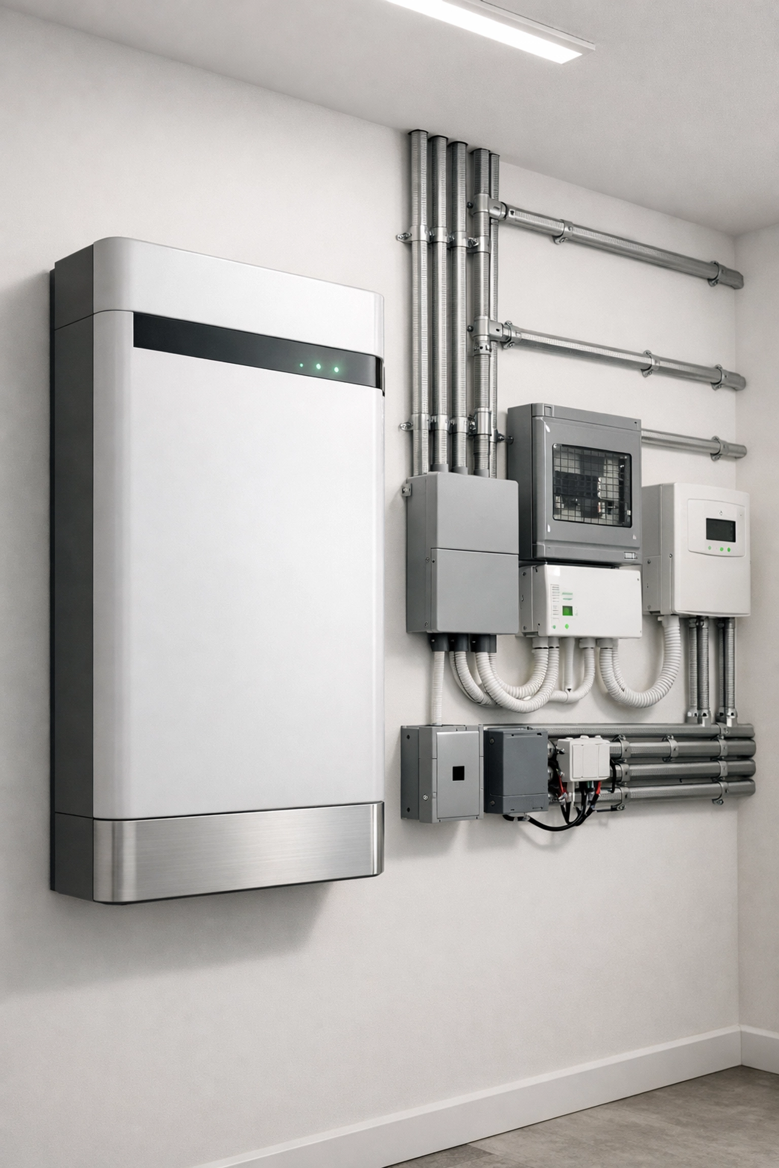 Professionally installed home battery storage system and energy hub for residential solar power.