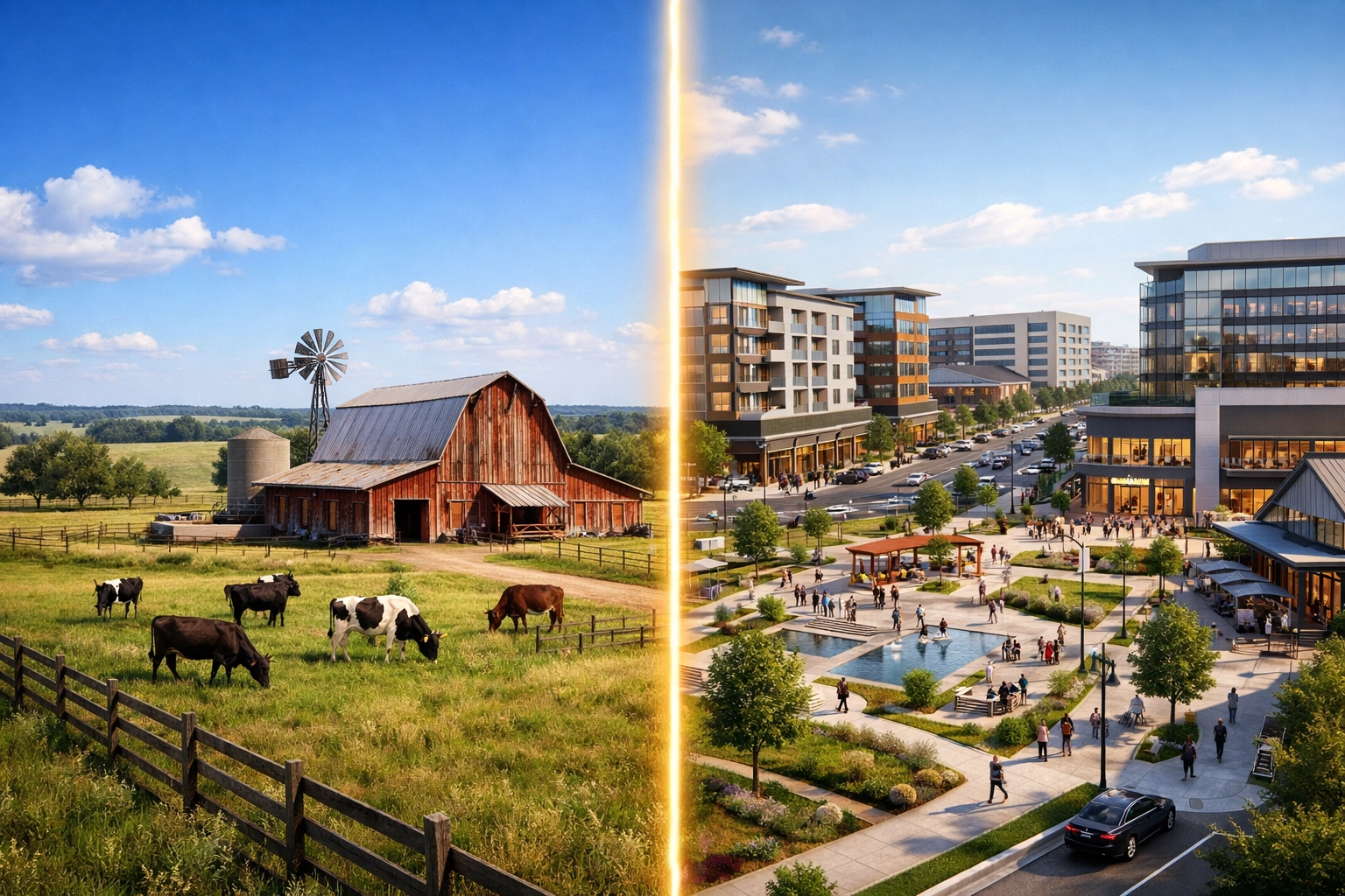 Texas rural property transformation showing Qualified Opportunity Zone development potential