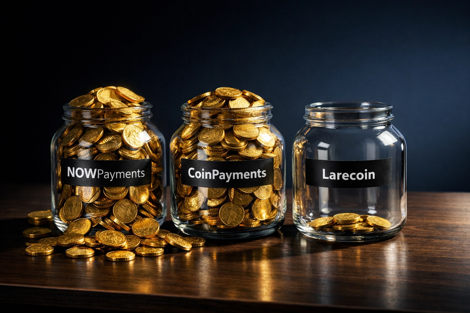 Crypto POS fee comparison showing NOWPayments and CoinPayments high costs vs Larecoin's minimal fees