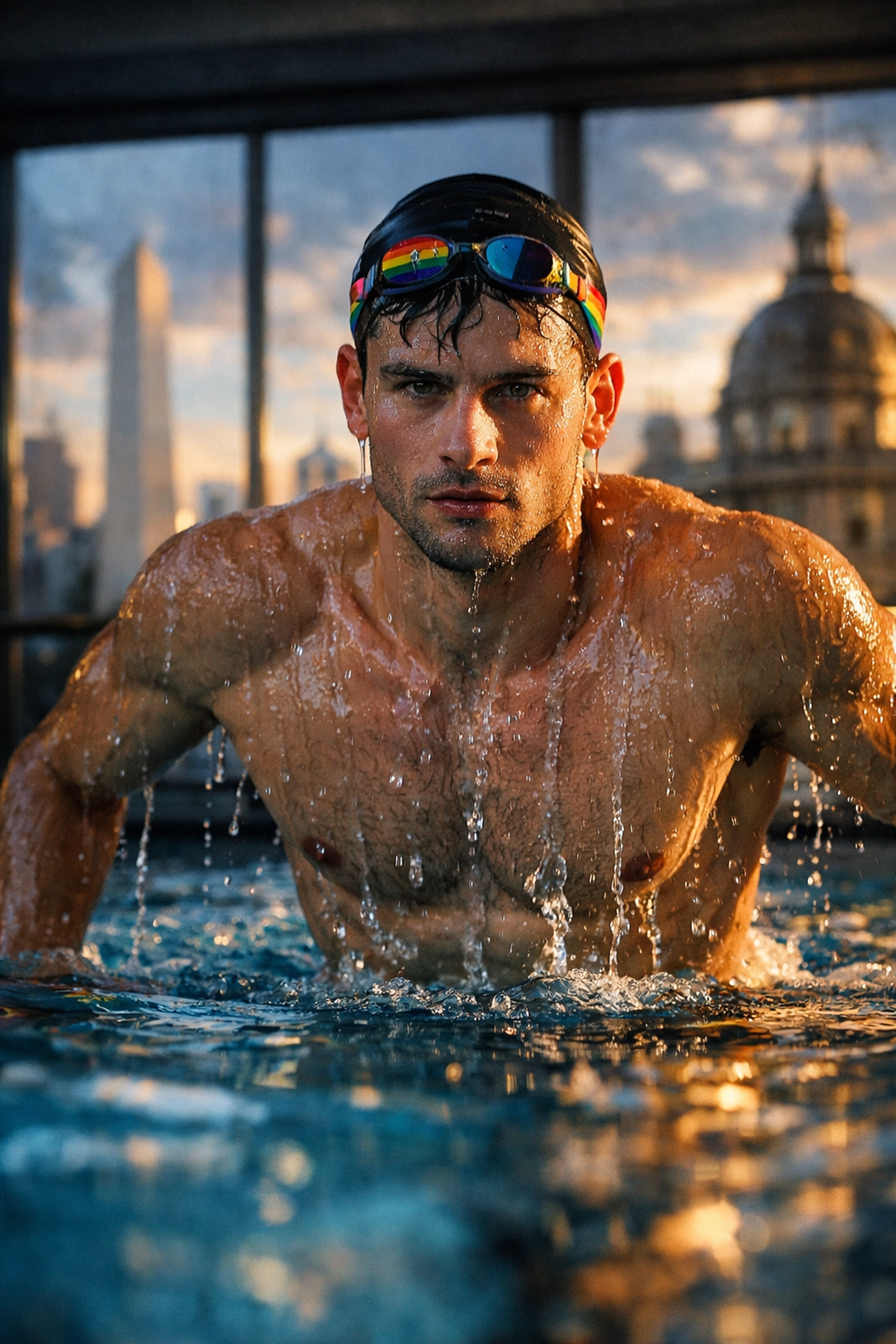 Gay champion swimmer training in Buenos Aires pool - LGBTQ+ athlete story