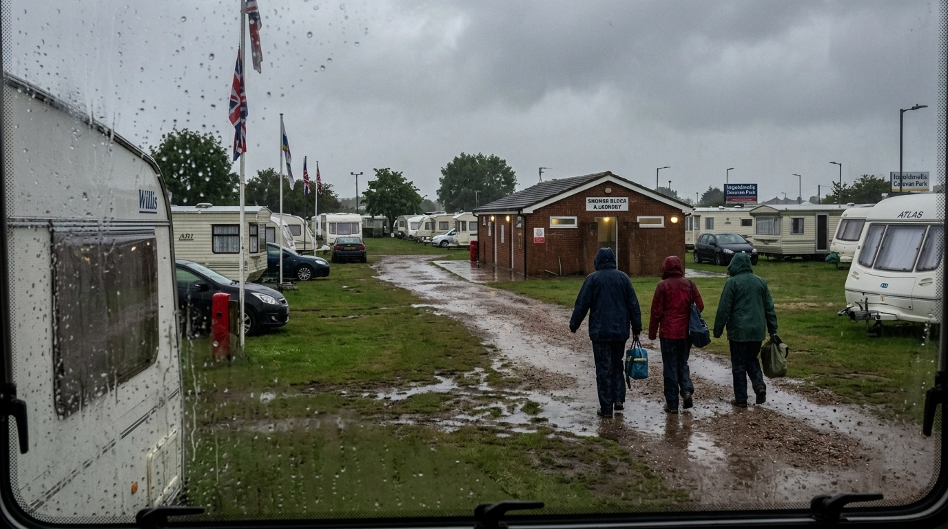 Rainy day at the caravan park