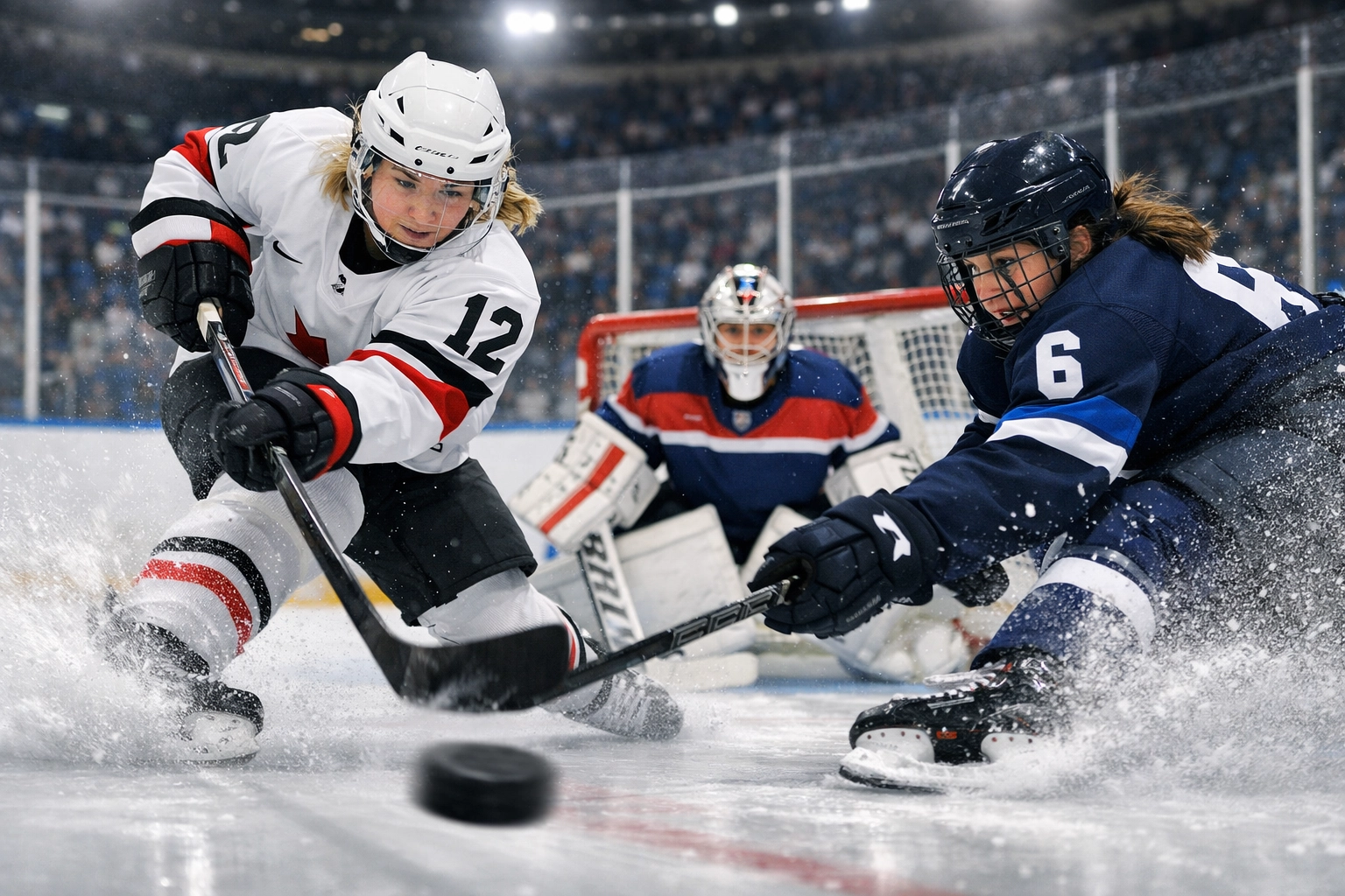 Olympisches Eishockey Damen Torschuss Aktion Winterspiele 2026