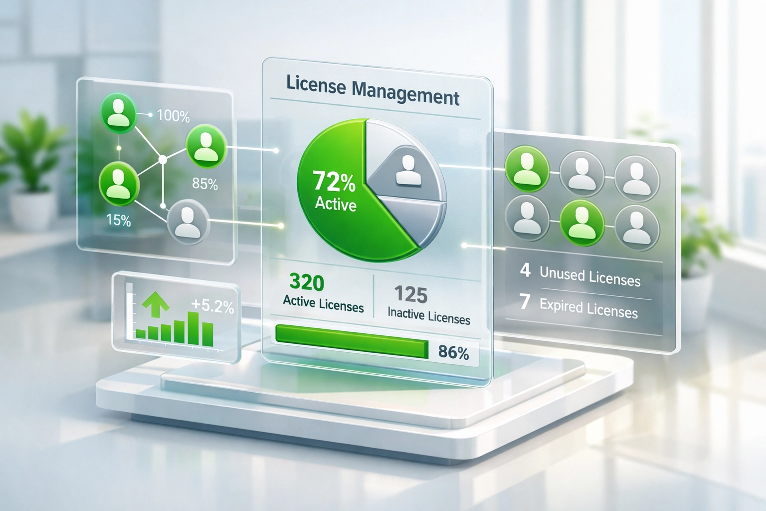 ServiceNow license optimization dashboard displaying active and inactive user licenses