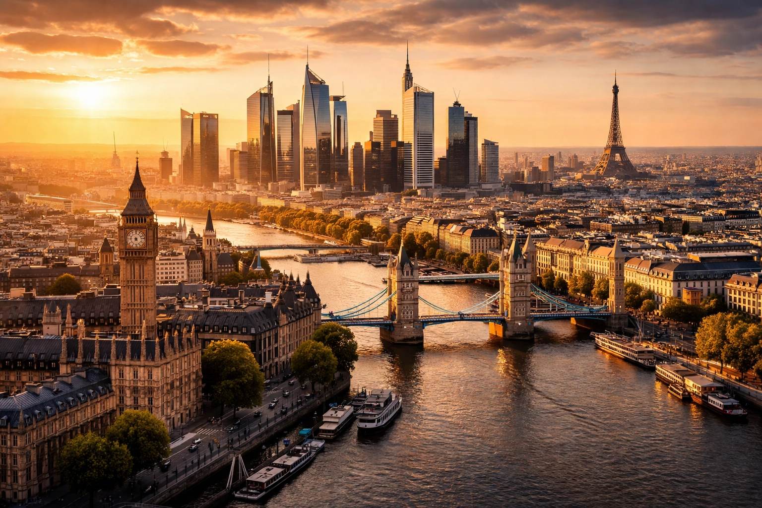 Aerial view of major European cities symbolizing geographic diversification in private equity investment