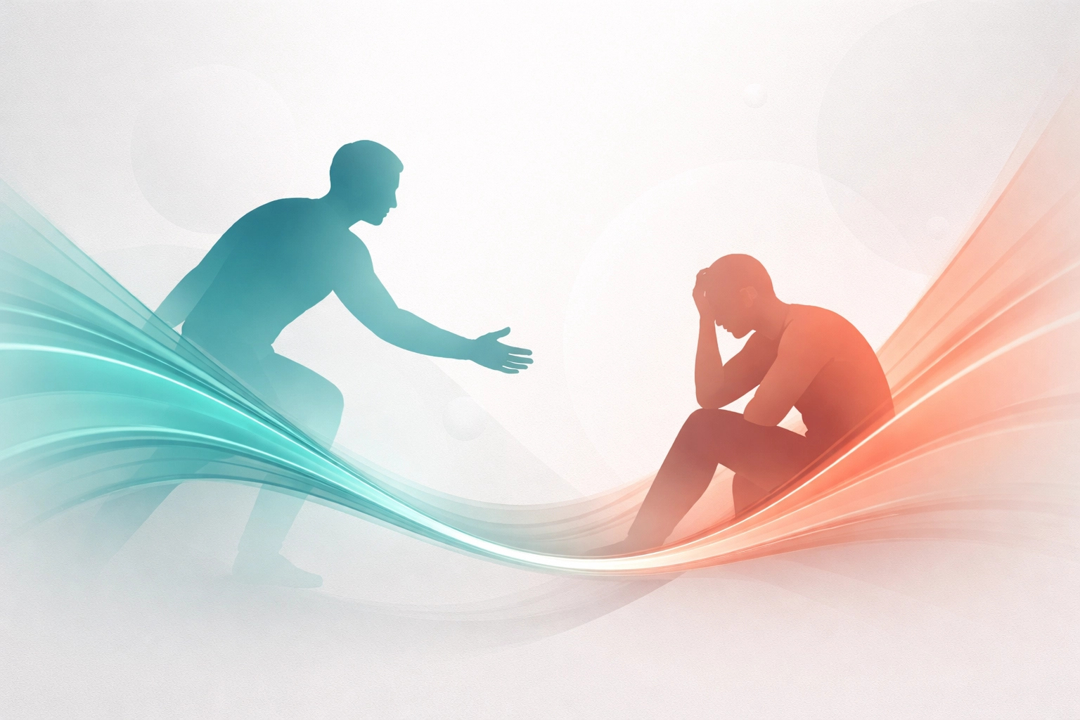 Modern illustration showing empathetic de-escalation and emotional connection during crisis calls