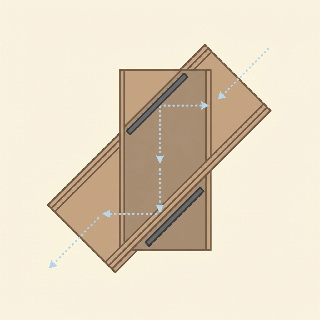 Diagram of cardboard periscope tube showing mirrors at 45-degrees and light path for backyard observation