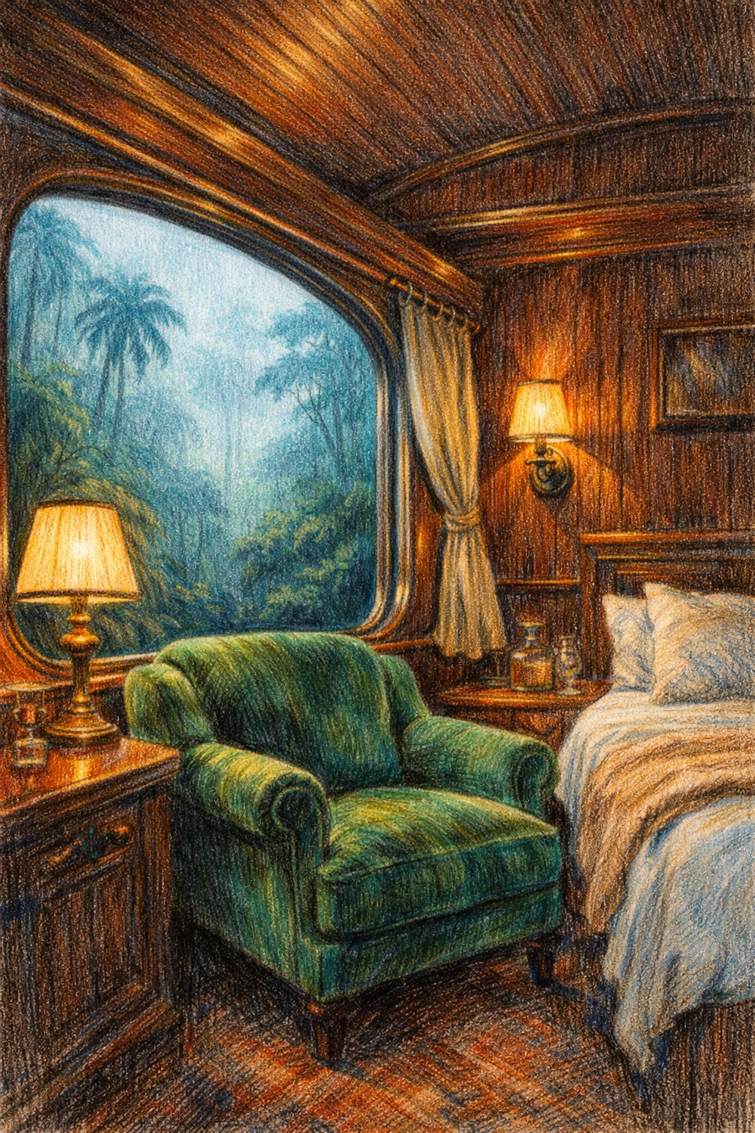 Luxury hotel suite in a repurposed train carriage, highlighting sustainable hotel architecture.