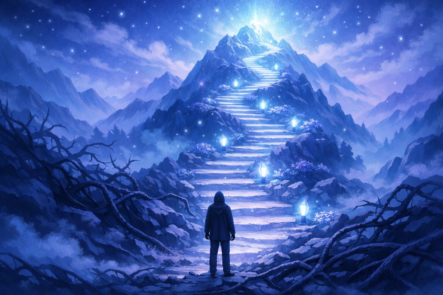 Journey from obstacles to clear path with checkpoints illustrating transformation from stuck to unstuck