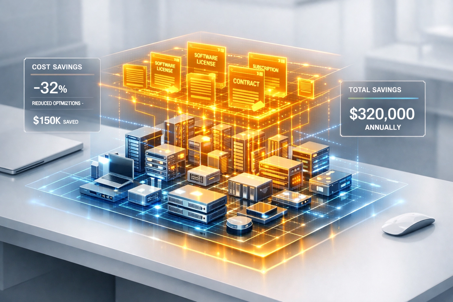 ServiceNow ITOM and ITAM integration visualization showing unified infrastructure management