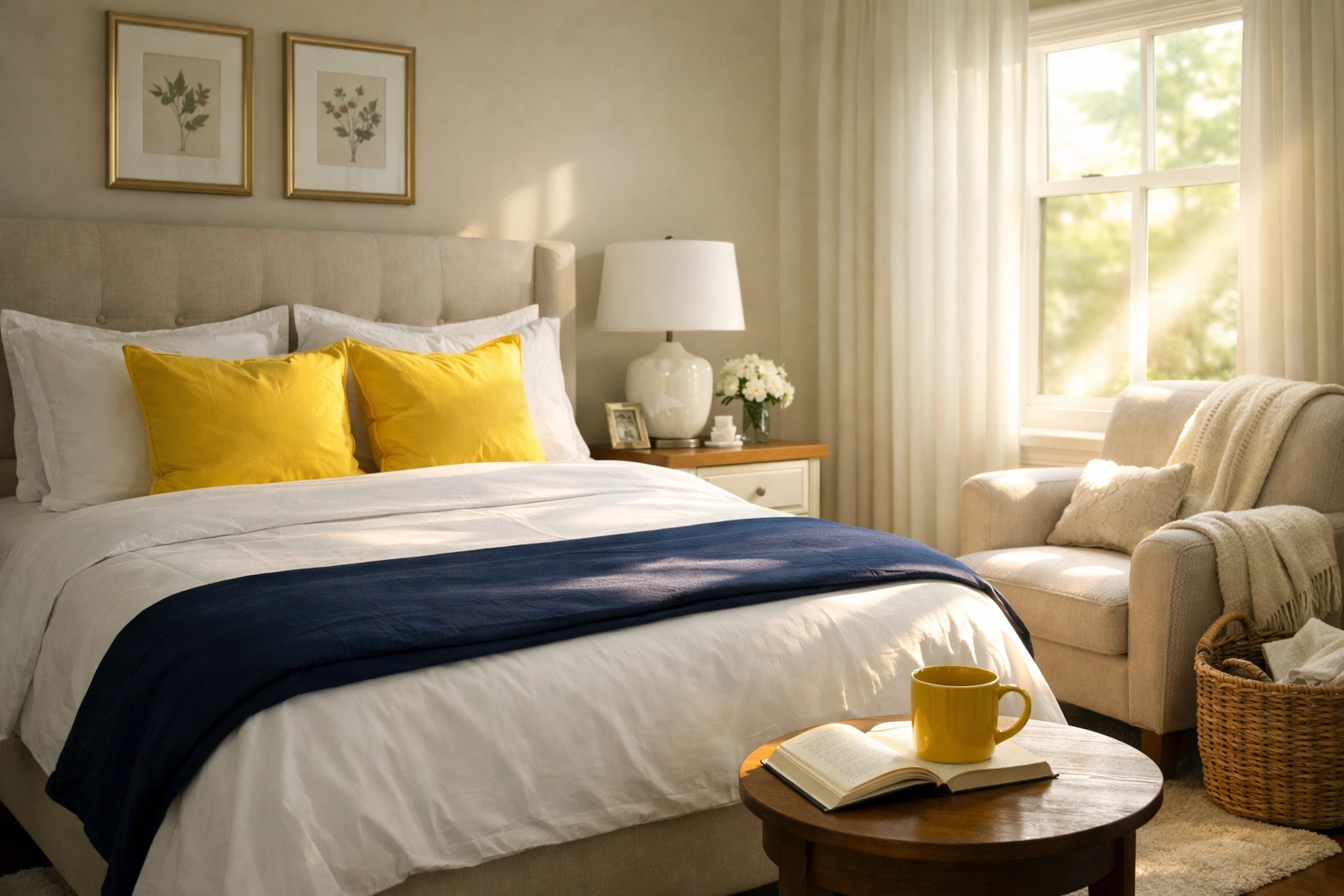 Perfectly maintained master bedroom showing the relaxation of a professionally cleaned home in North Andover.