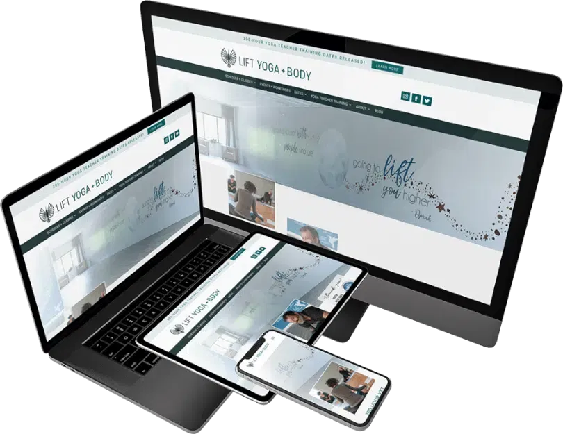 Responsive website showcase on multiple devices