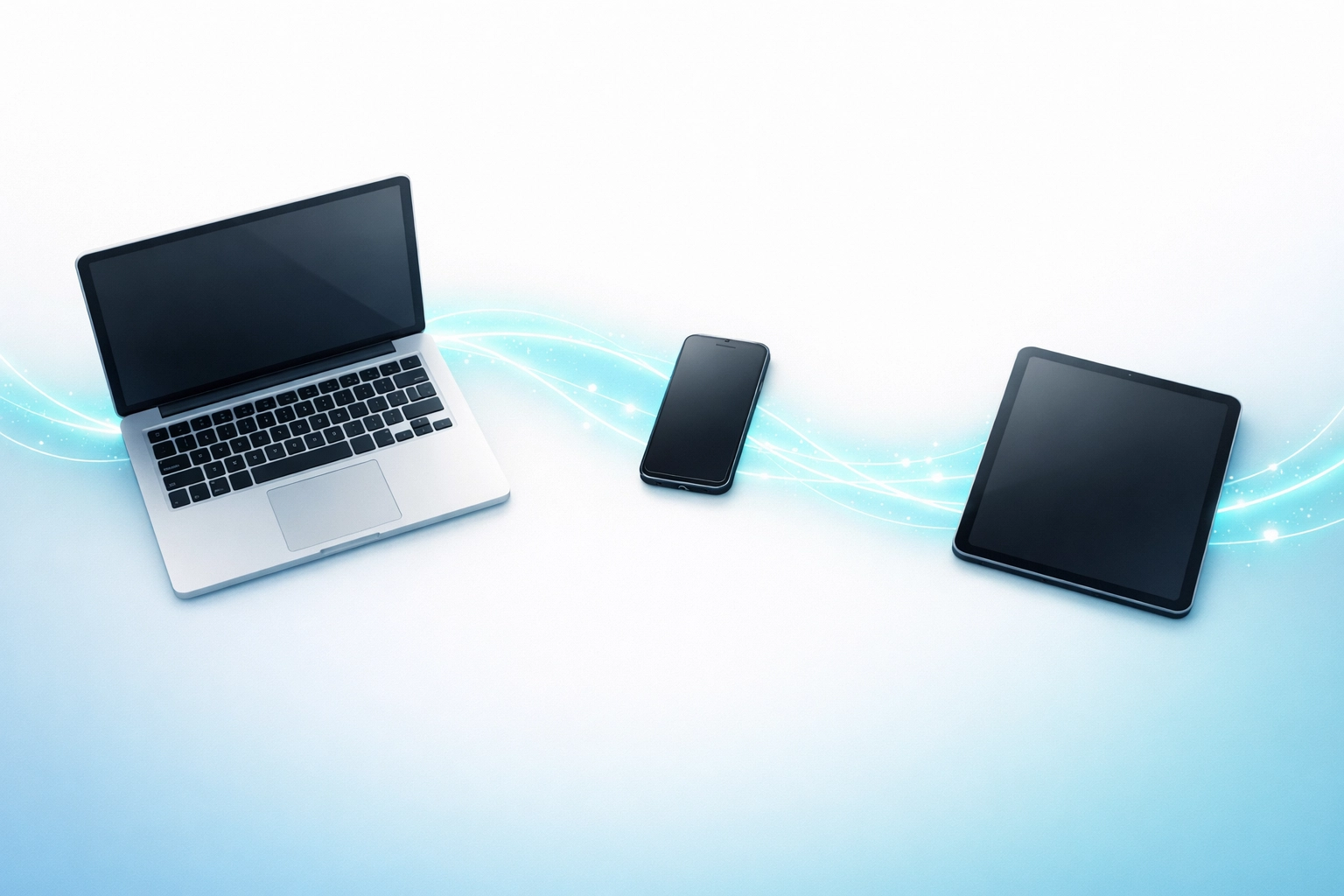 Digital devices connected showing inventory of online accounts for legacy planning