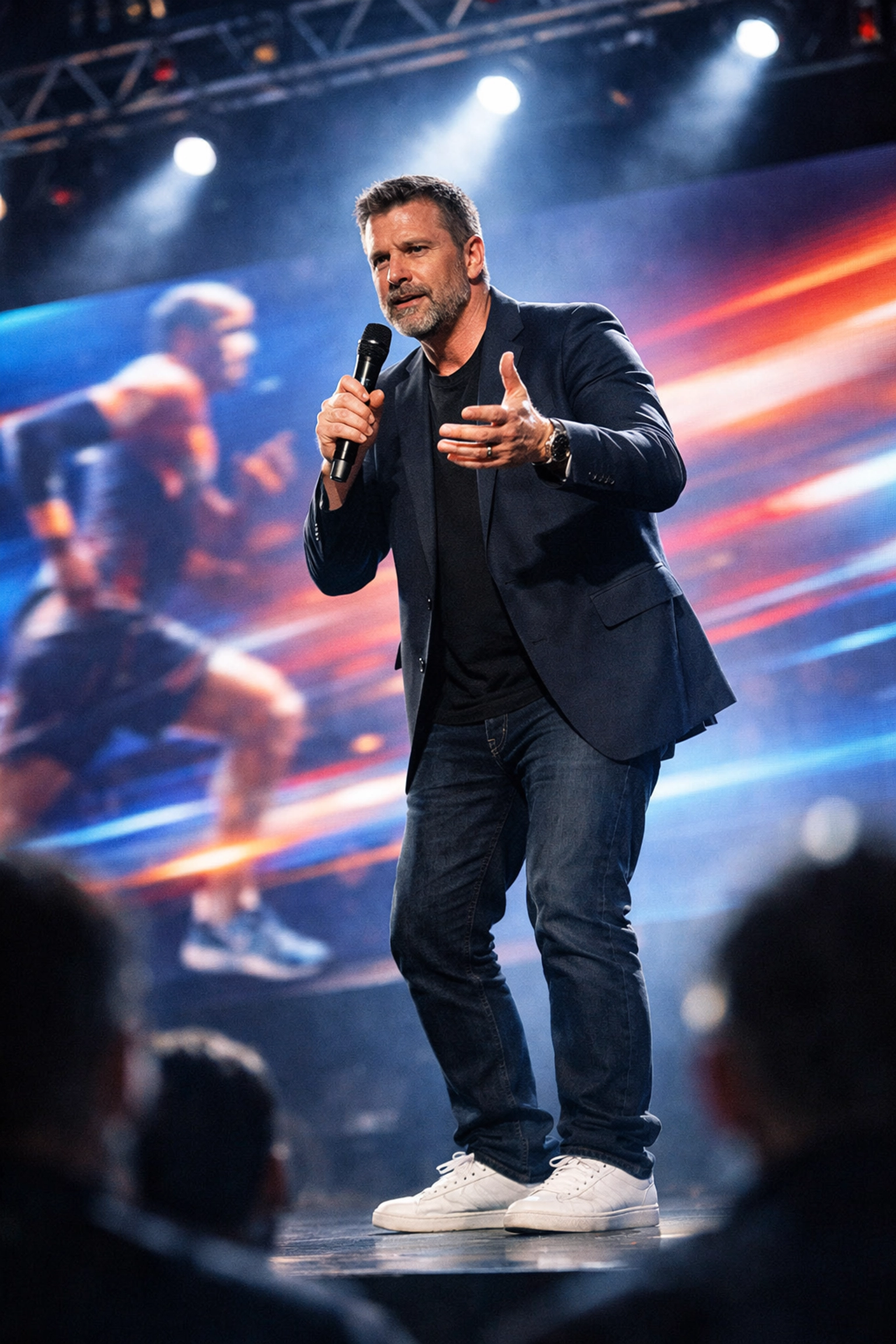 Dan Kost, CEO of Sports Media Inc., speaking about NIL and athlete branding at a marketing summit.