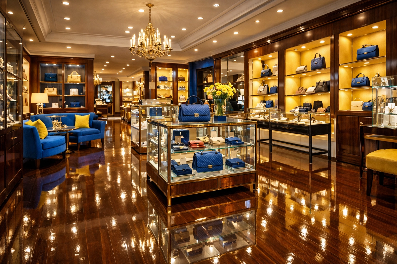 Spotless retail boutique in Franklin with gleaming hardwood floors and dust-free surfaces.