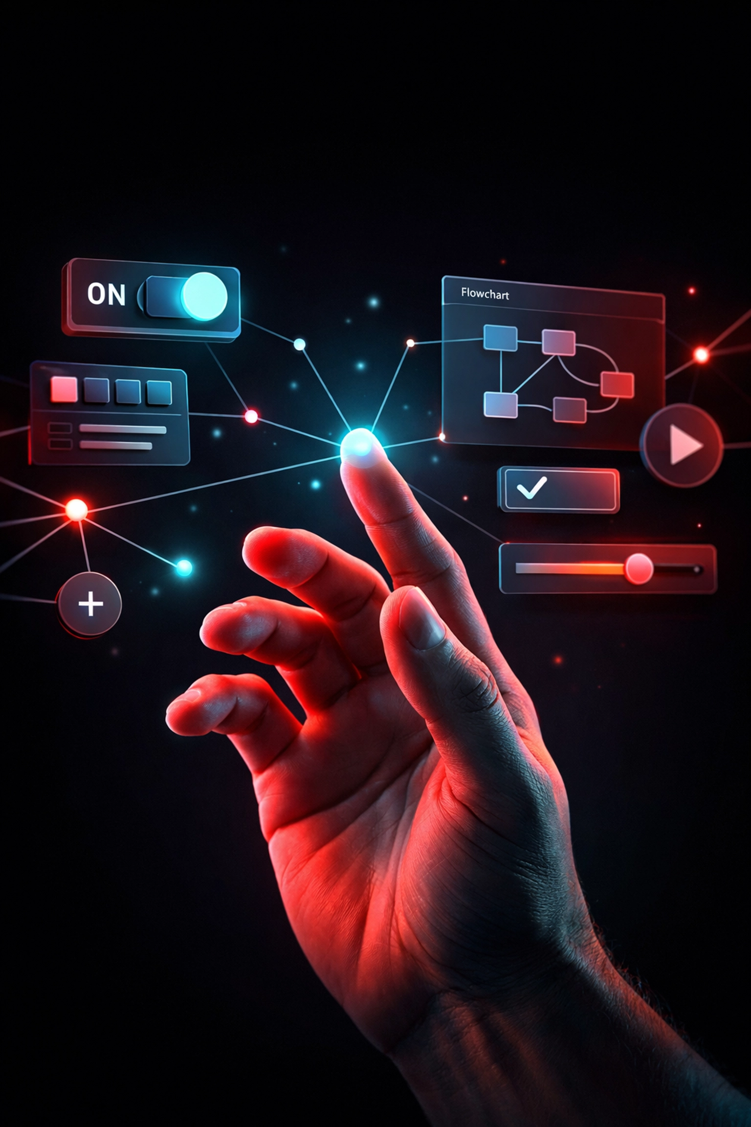 No-code automation interface with intuitive controls for business process management