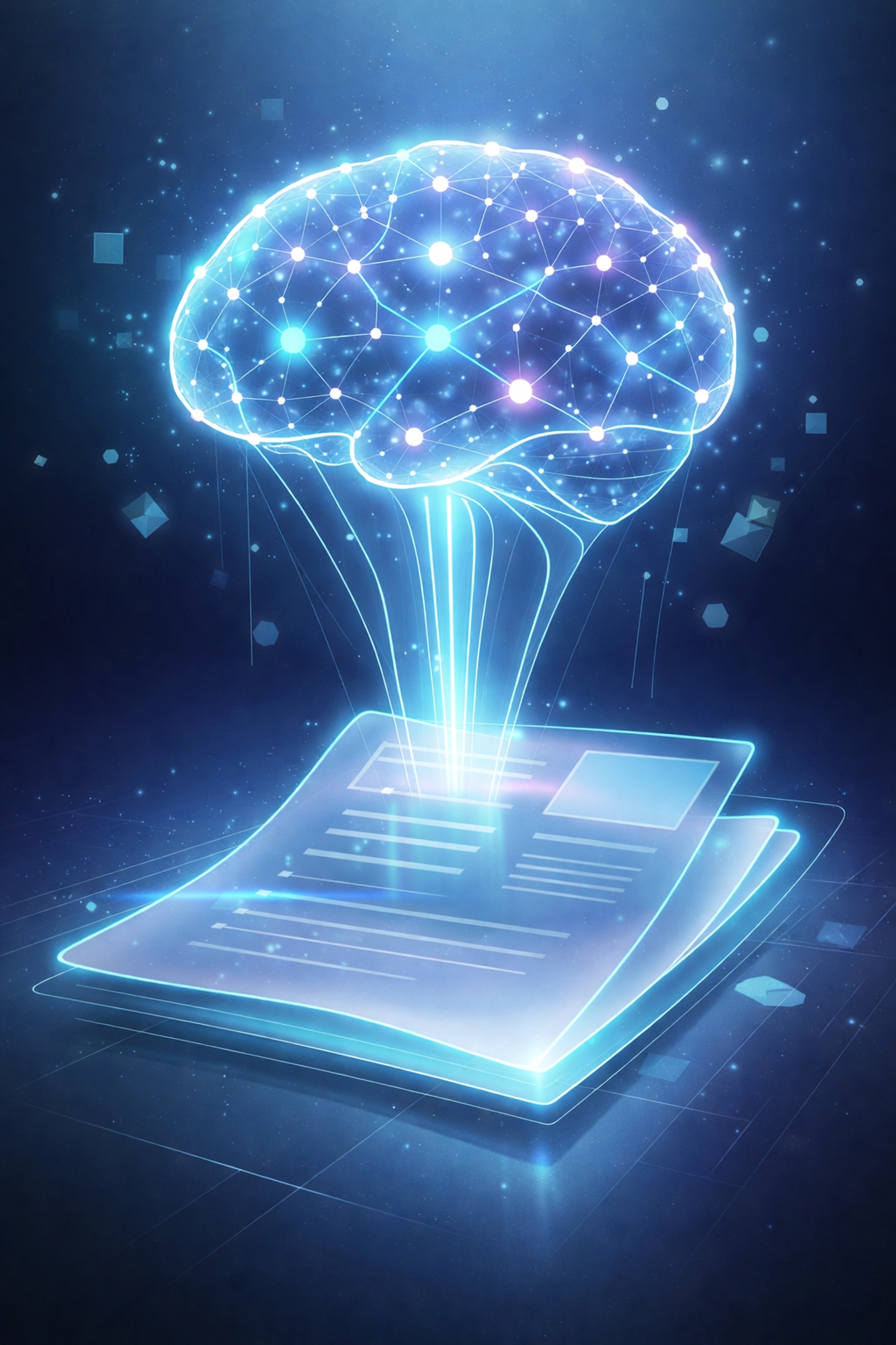 AI brain generating content ideas, symbolizing automated strategy adaptation with Creator Insights Ask AI tool