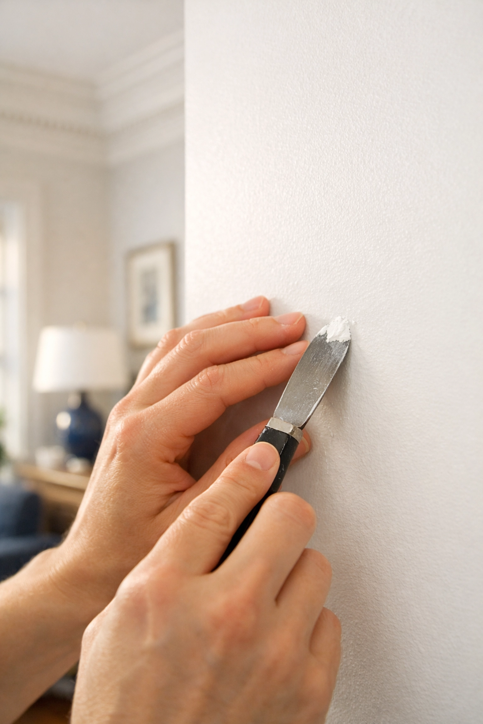 Patching small wall holes during a Boston apartment move-out to ensure a full security deposit refund.