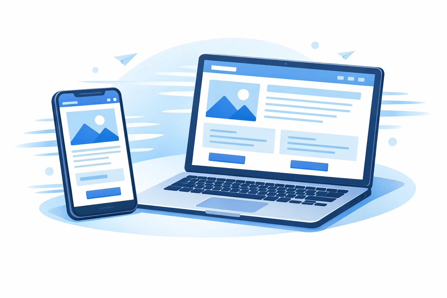 Mobile and desktop devices showing optimized website design with fast load times
