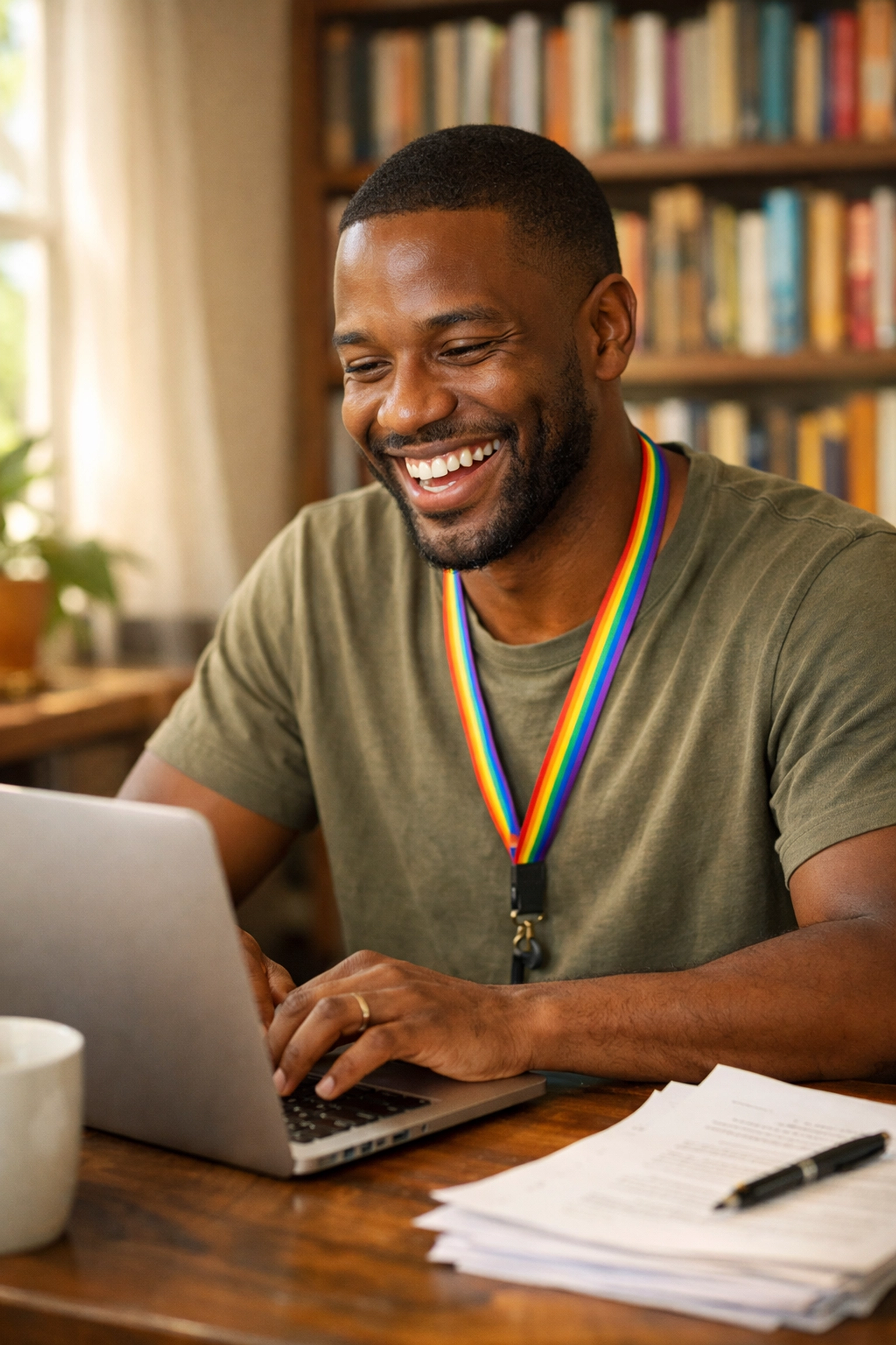 A proud gay author writing his first LGBTQ+ eBook manuscript for Read with Pride.
