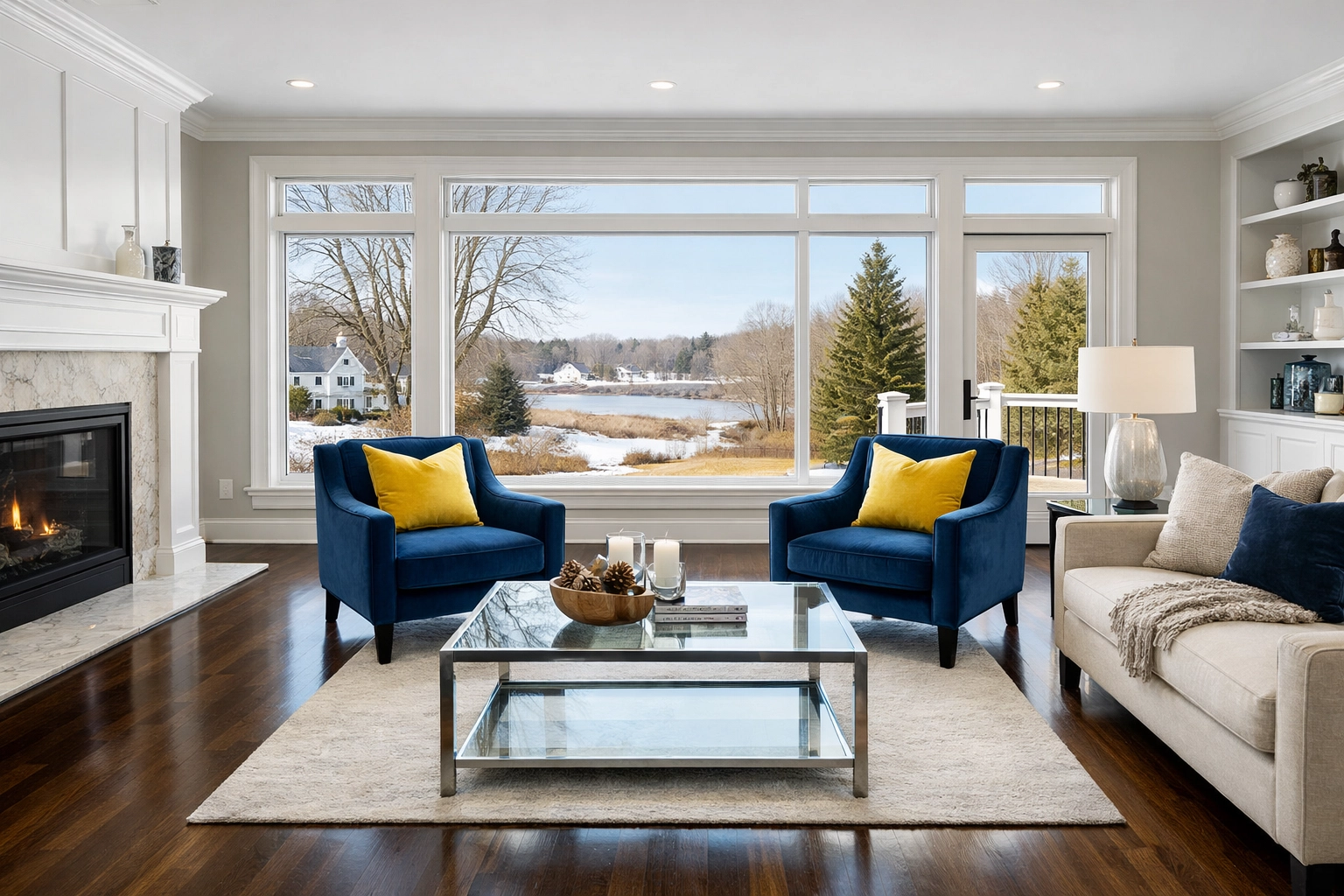 Pristine modern Massachusetts living room cleaned by professional house cleaning services MA with local expertise.