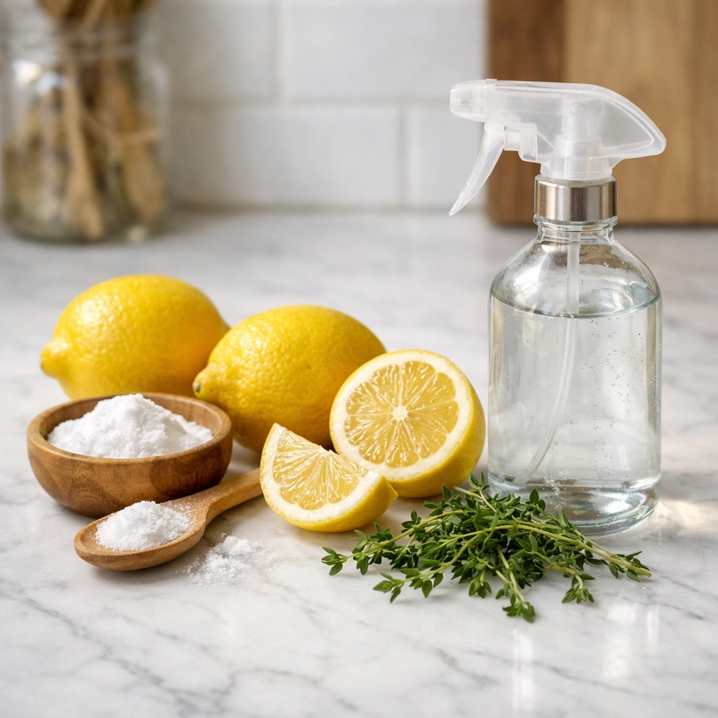 Natural cleaning ingredients like lemons and thyme used by professional house cleaners Nanaimo.