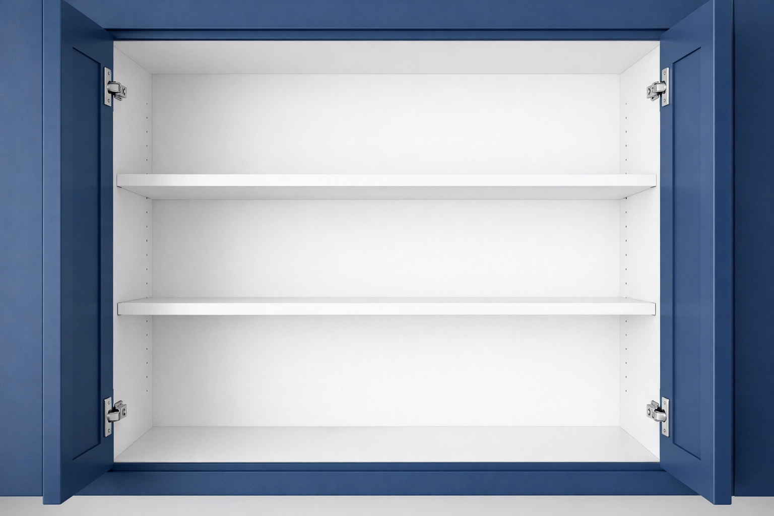 Spotless white kitchen cabinet interior showing the detail of a Cambridge move-in cleaning service.