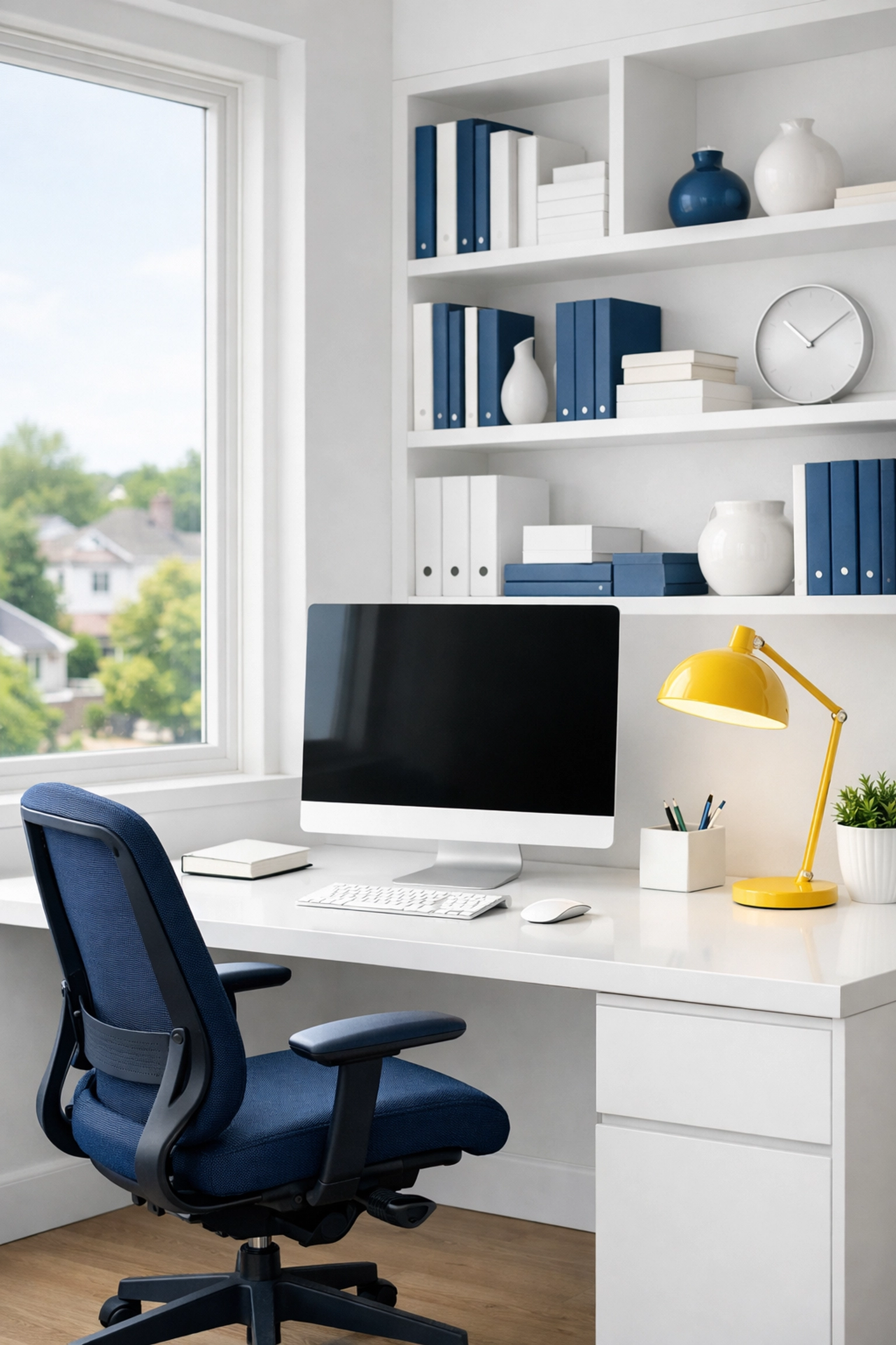 Dust-free home office workspace in Medway showing the results of professional office cleaning.
