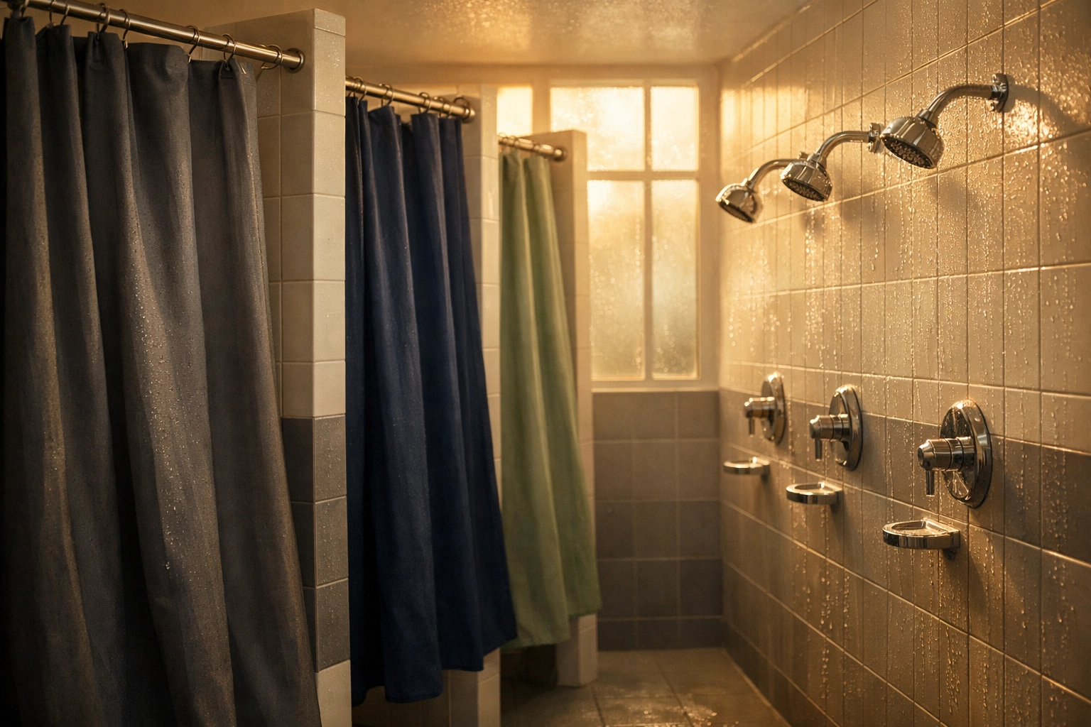 Modern LGBTQ+ gym shower room creating safe community space for conversations