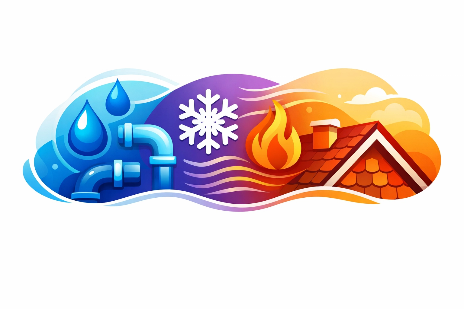 Plumbing, HVAC, and roofing contractor services represented with industry-specific icons