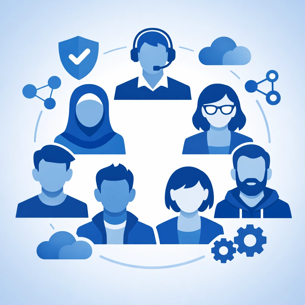 Team of managed IT specialists providing 24/7 support and cybersecurity services