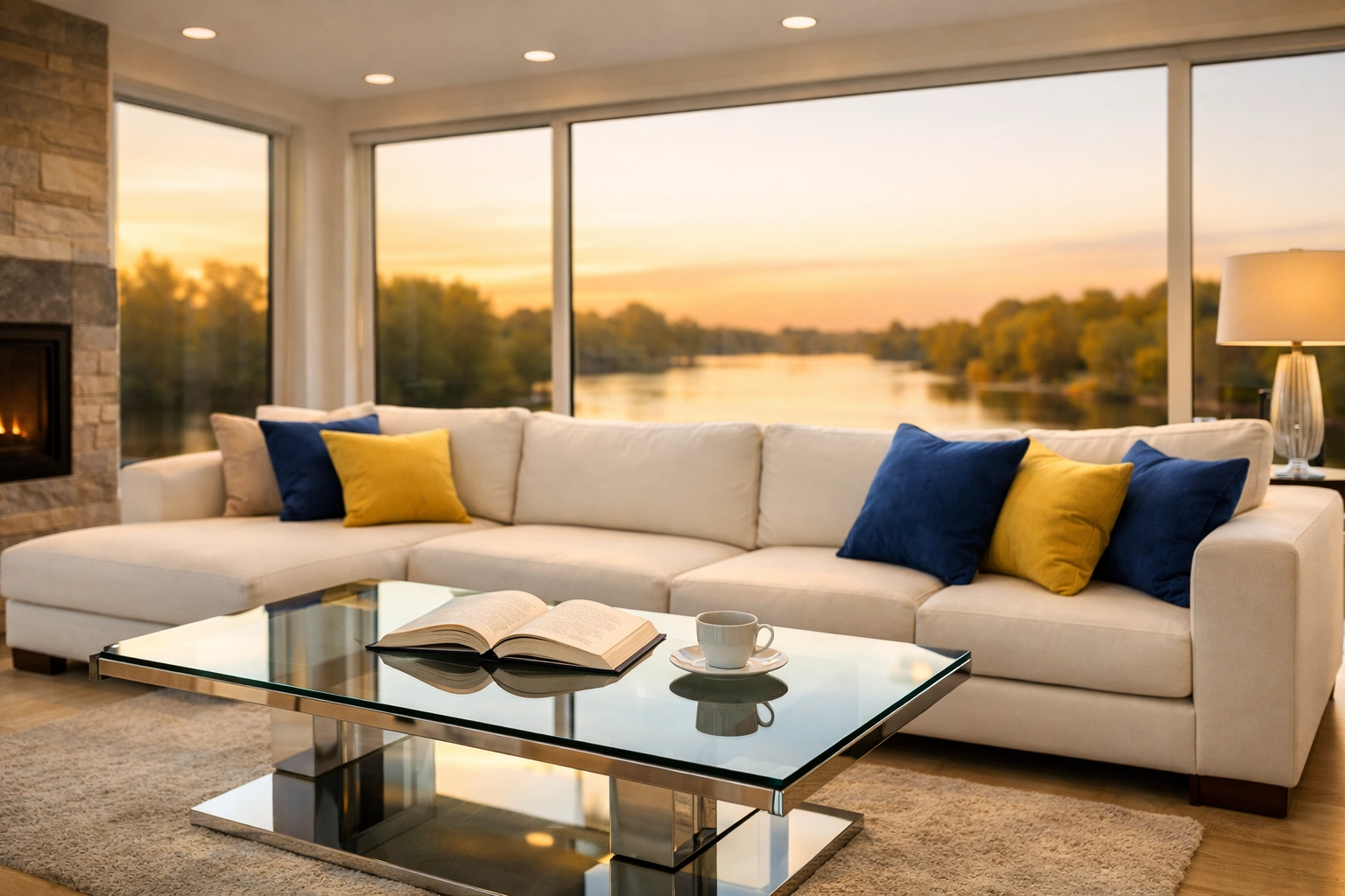 Spotless and serene living room sanctuary cleaned by professional maid services Lowell.