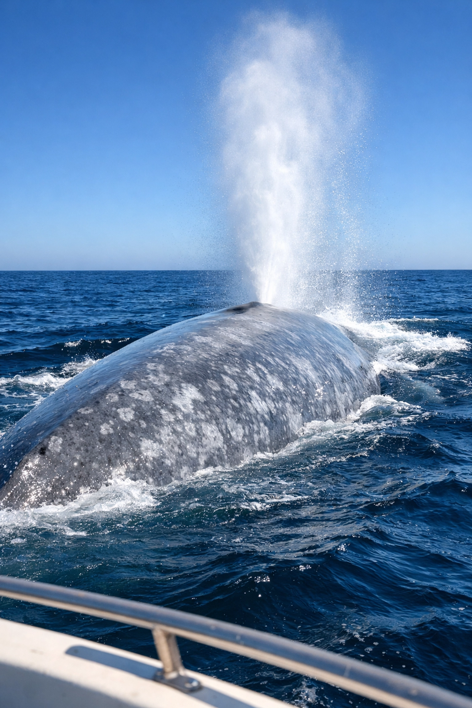 Blue whale breaching in Sea of Cortez near Loreto, Baja California Sur