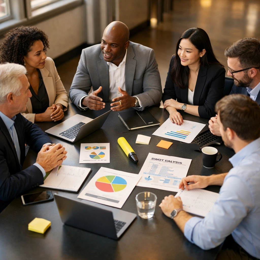 MSP strategic planning session with business professionals discussing growth strategy