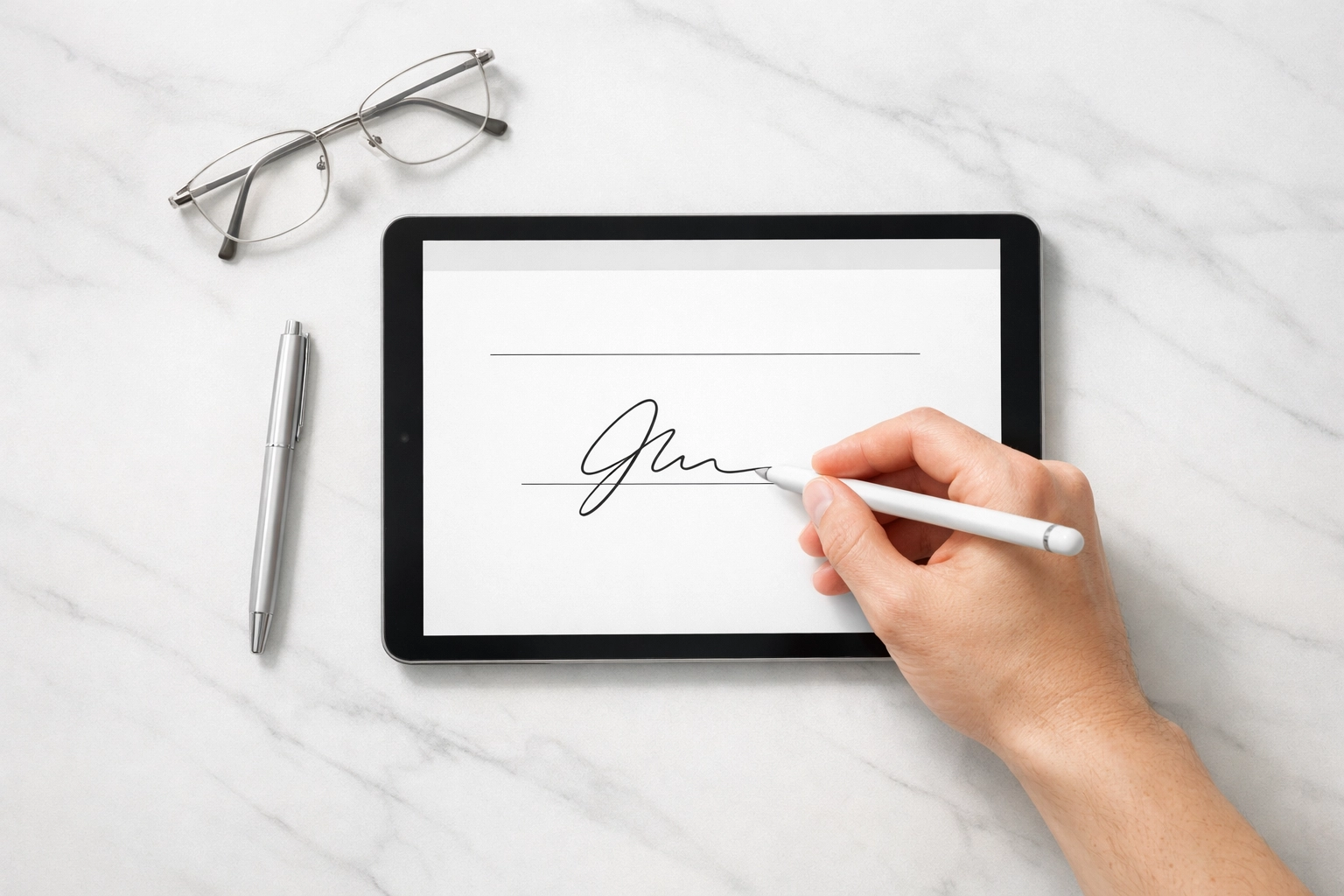 Tablet with digital signature for cloud-based tax software paperless workflow