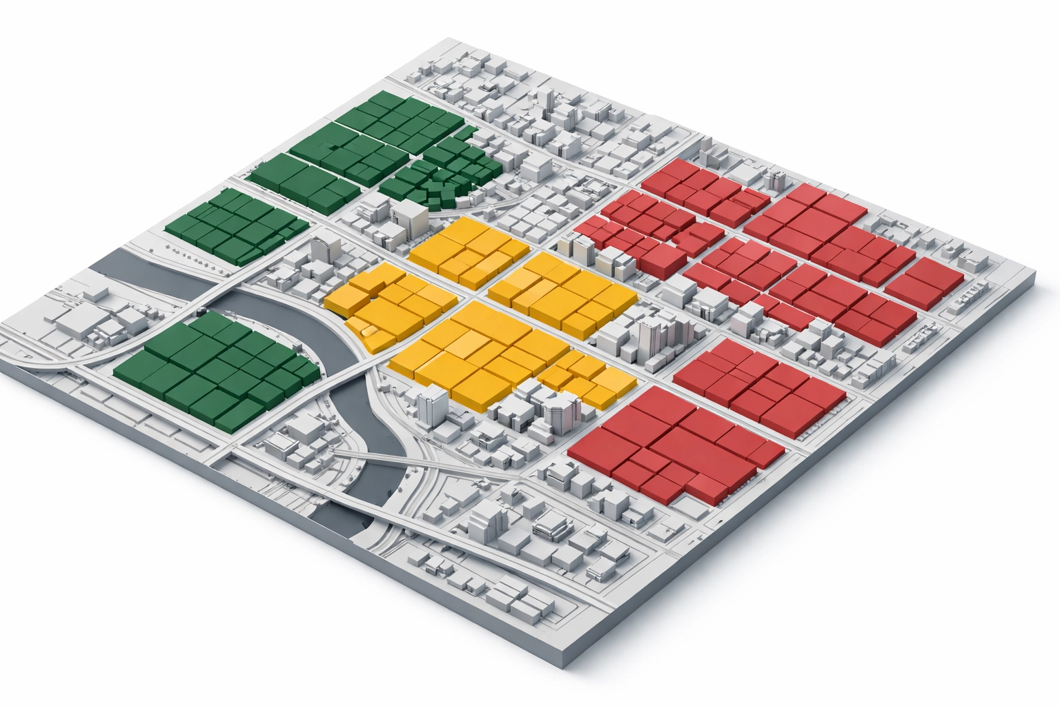 Color-coded grid report map displaying local ranking zones across city neighborhoods