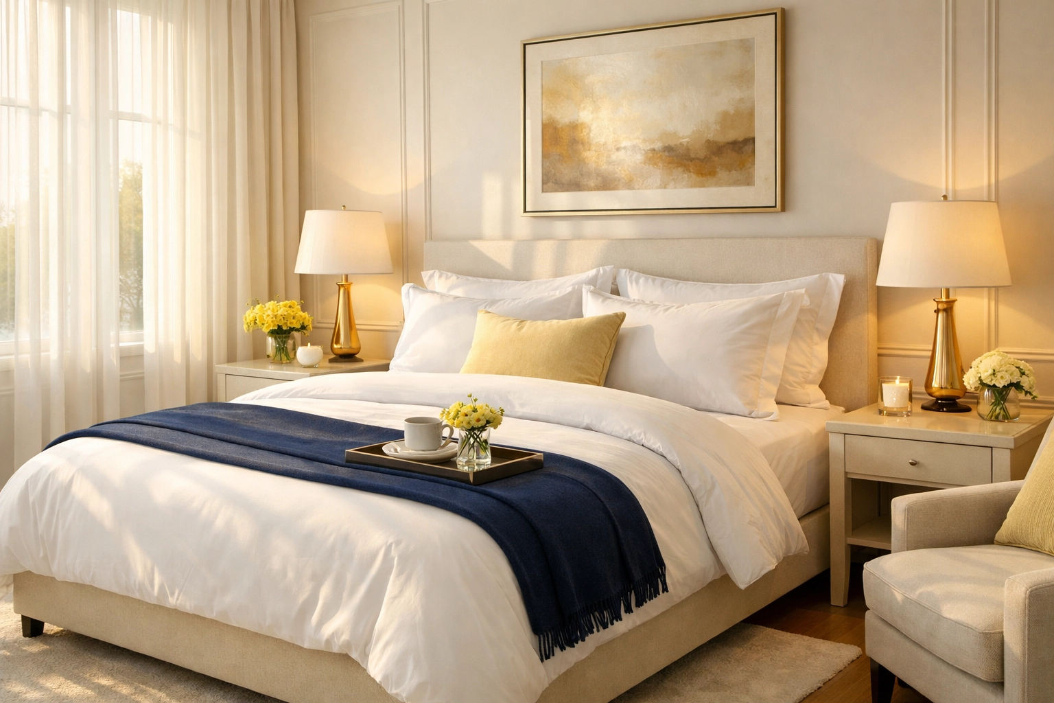 A dust-free master bedroom sanctuary achieved through professional deep cleaning in Groton MA.