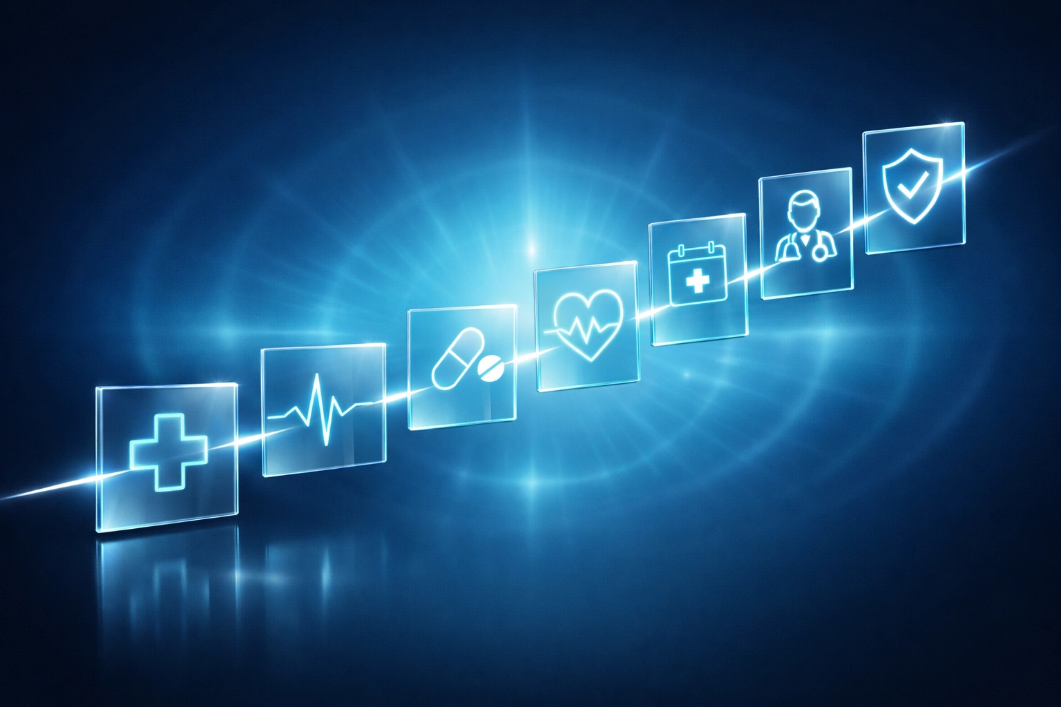 Connected digital panels representing a seamless automated patient journey and proactive healthcare outreach.