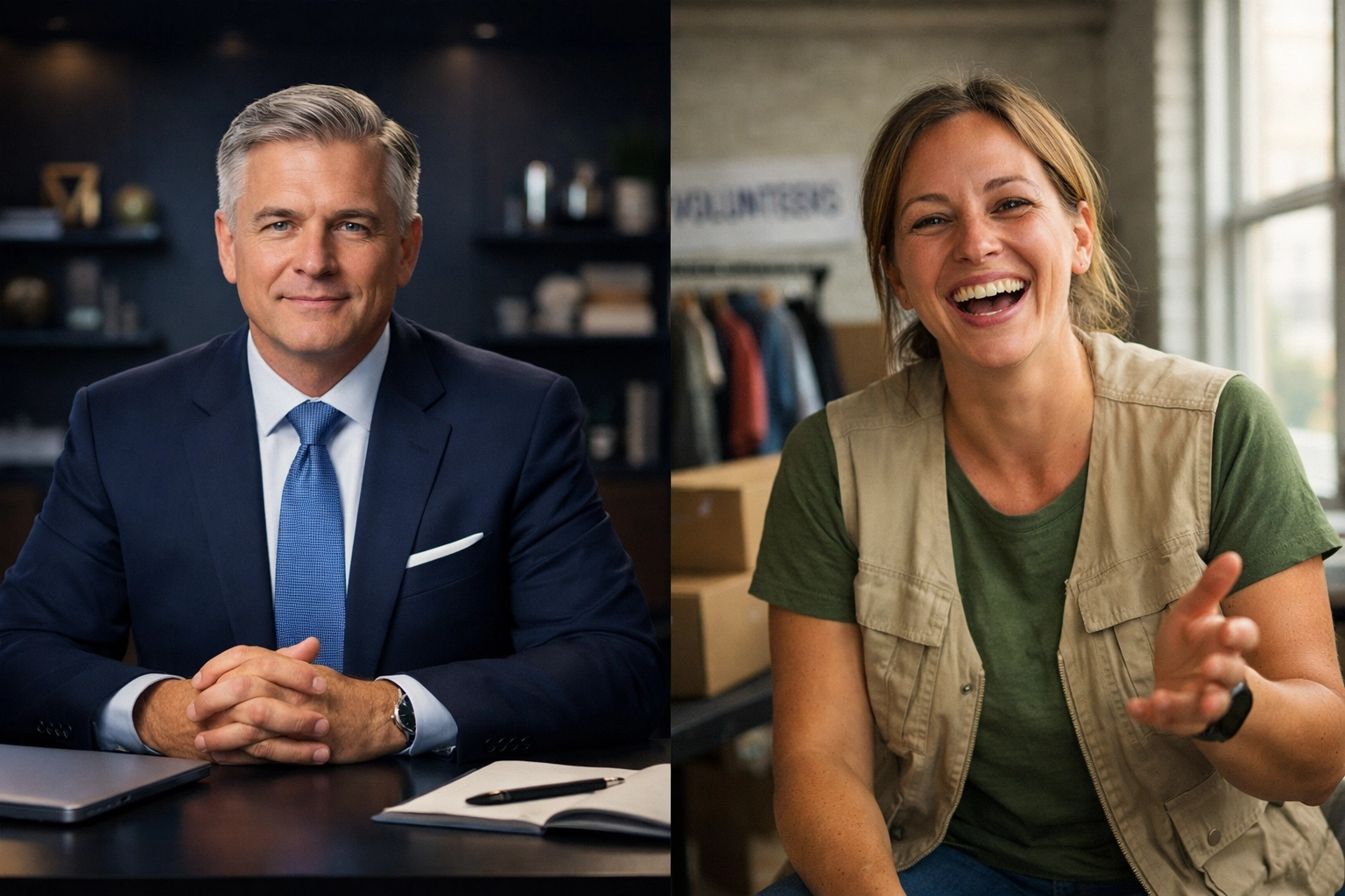 Comparison of polished corporate video setup versus authentic nonprofit storytelling