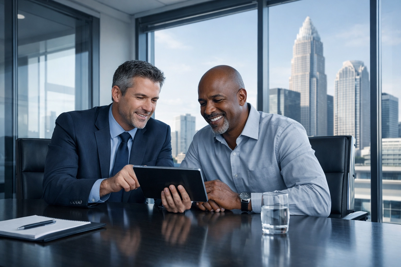 Business broker in Charlotte, NC, discussing exit strategies with a franchise owner.