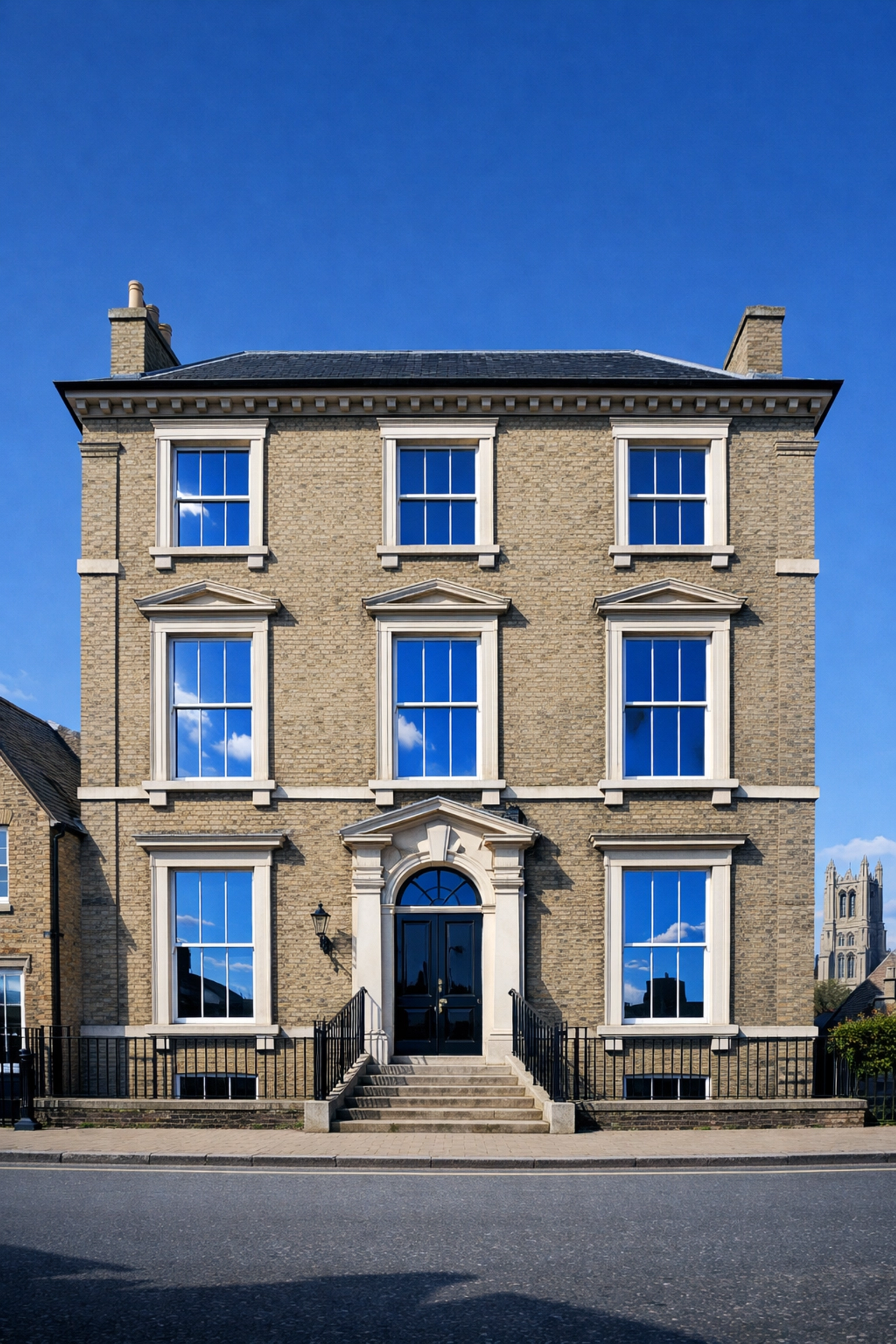 Historic Ely property with sparkling clean windows from professional cleaning service